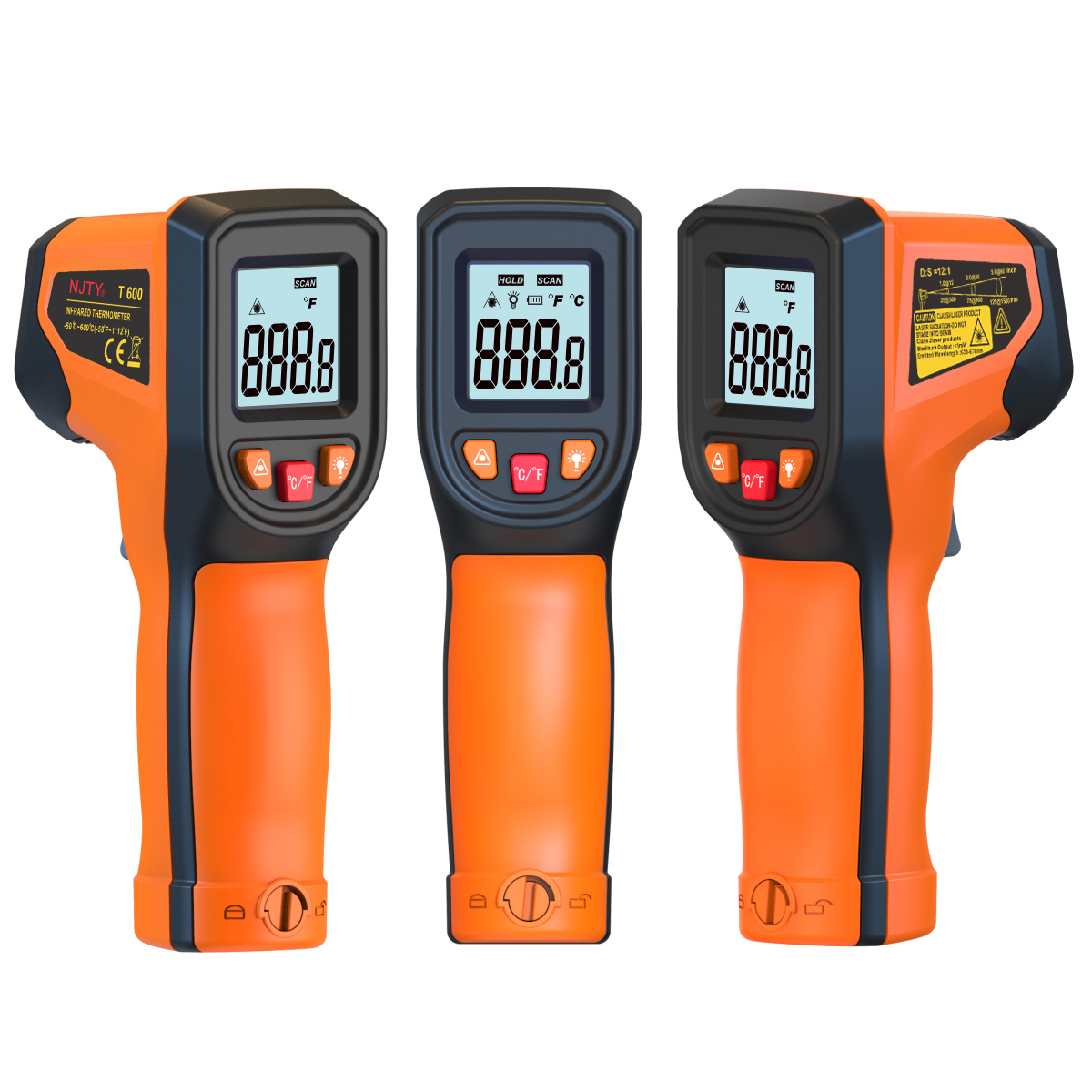 Industrial Laser Temperature Sensor - Digitaler Infrarot-Thermometer-Sensor, berührungsloses IR-LCD-Display mit Hintergrundbeleuchtung,